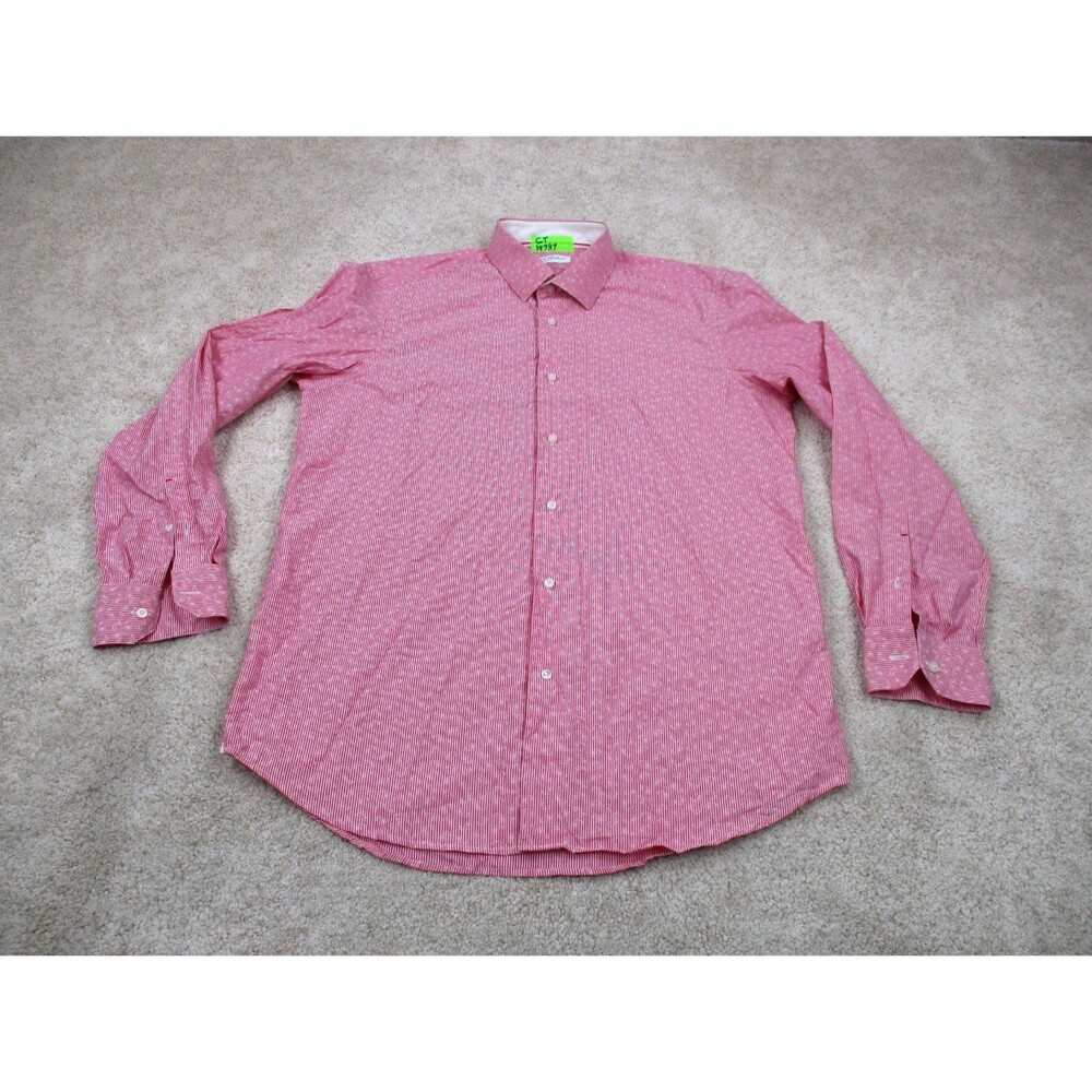 Robert Graham Dress Shirt Mens 42 16.5 Red White Paisley Preppy Cotton Button Up